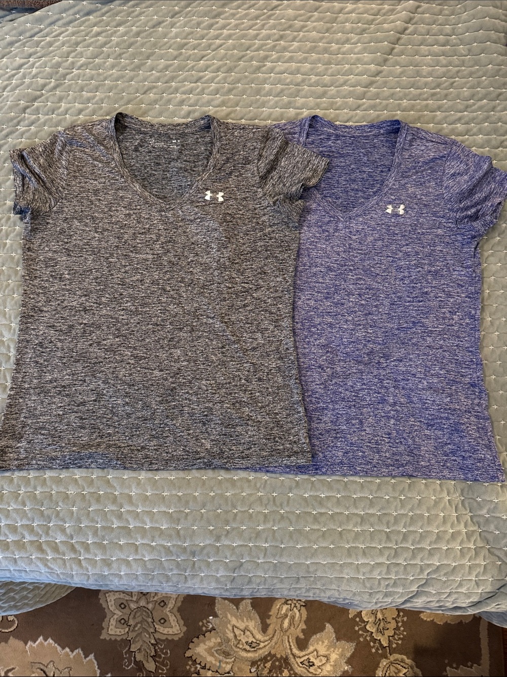 Under Armour Women’s Short-Sleeve V-Neck Tees - Gray & Purple Heather
